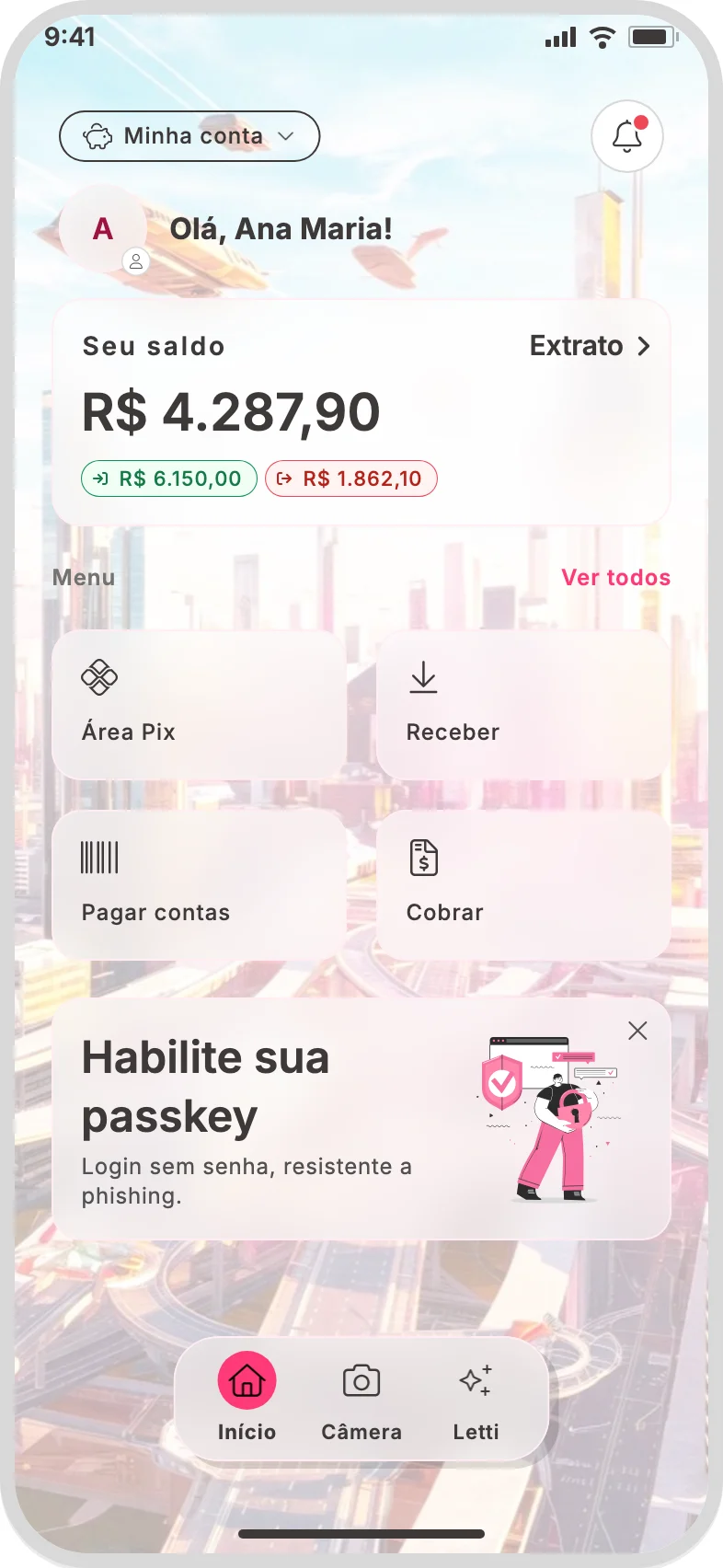 Conta Bold, modo claro