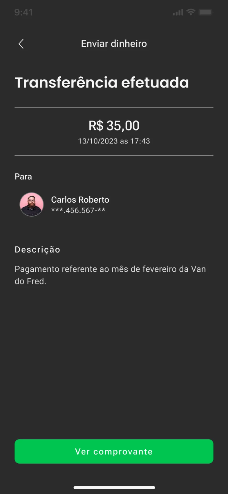 Transferir · feito